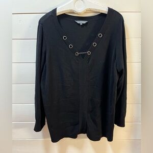 ADDITION ELLE – Black Grommet Detail Sweater (Size 4X)